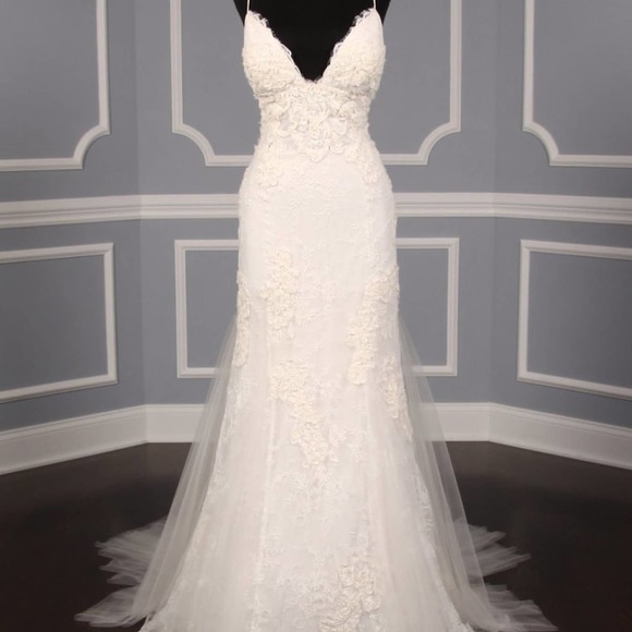 Amsale Blue Label M670 Sexy Straps Lace Wedding Dress Bridal 8.